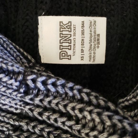 Victoria's Secret PINK Cardigan *RARE* XS Black White Gray Marbled Distressed - Picture 6 of 7